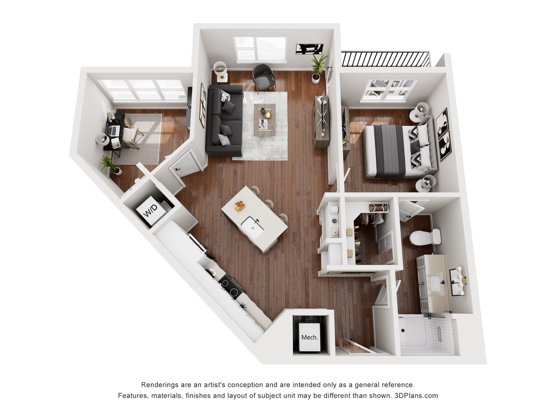 1 Bedroom | 1 Bath | Den | 952 SF