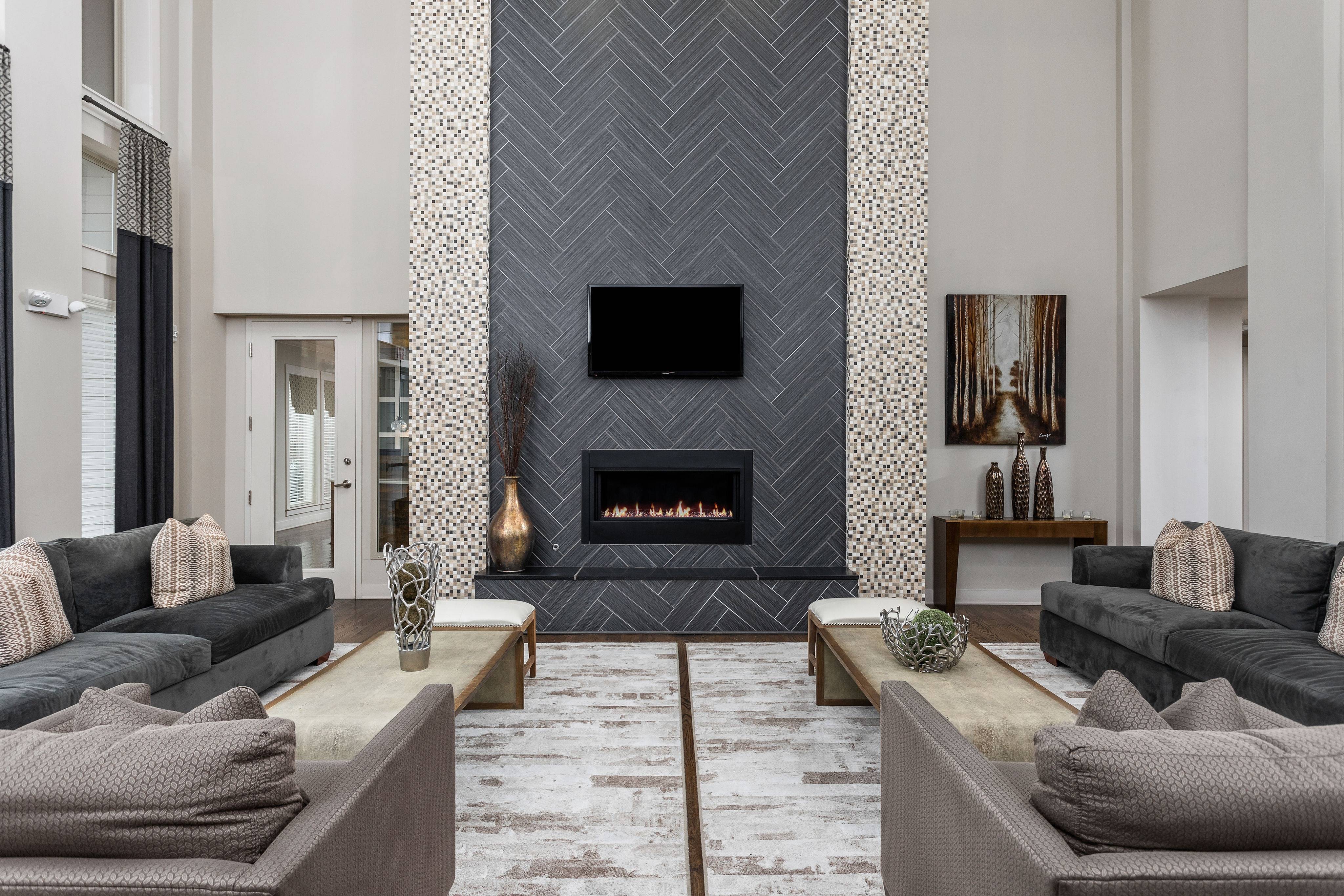 Community Clubhouse Seating Area with Fireplace