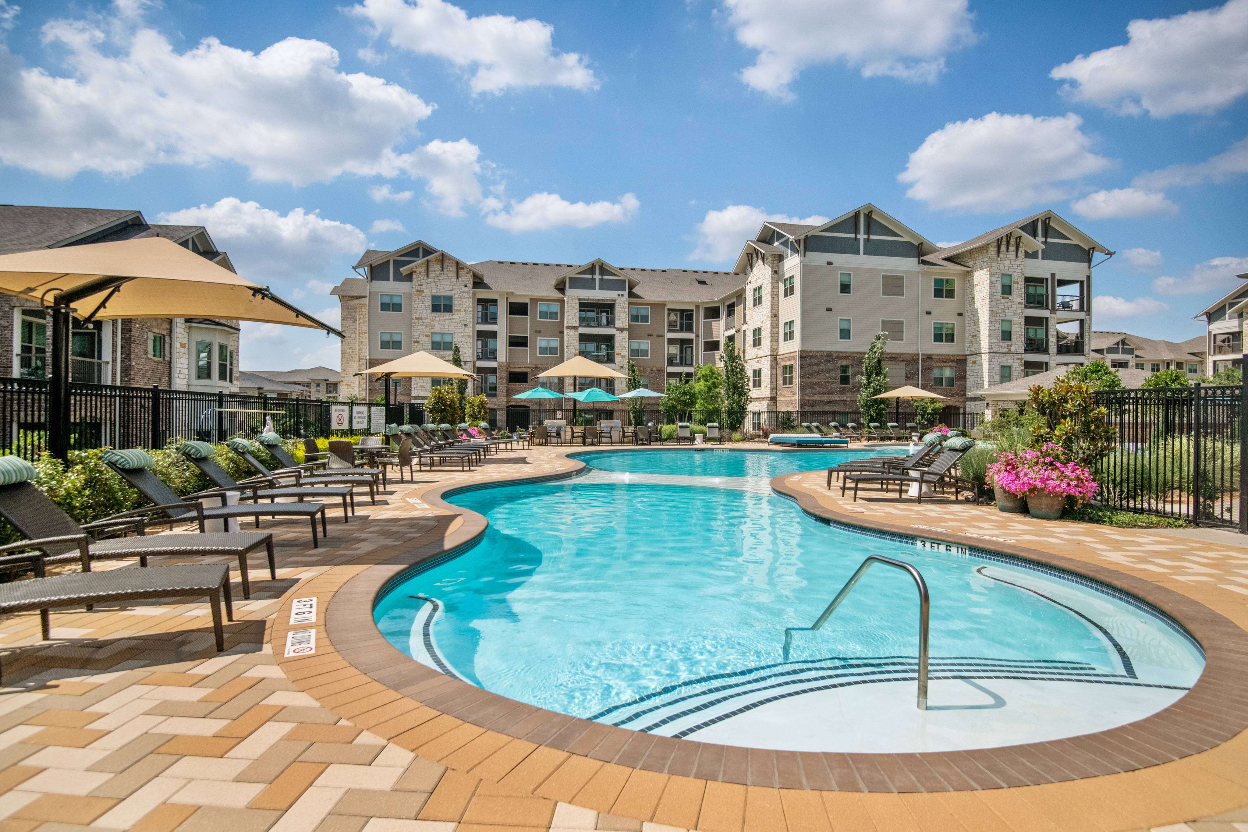 Salt Water Swimming Pool with Sundeck and Cabana and Community Views