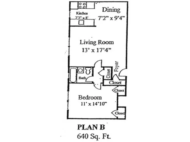 Plan B: 1 bed, 1 bath
