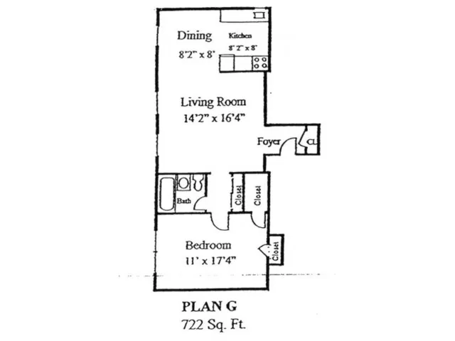Plan G: 1 bed, 1 bath