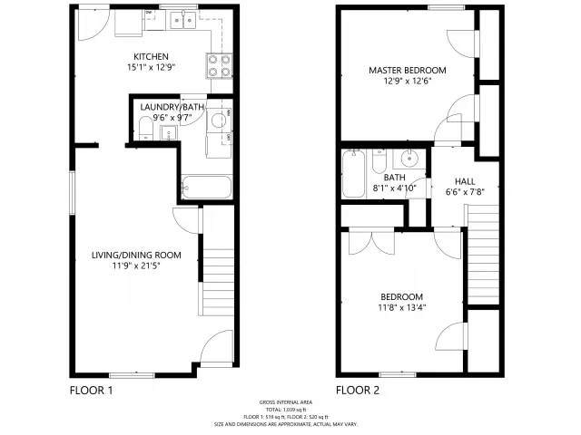 2-Bedroom Townhome, 1,200 Sqft