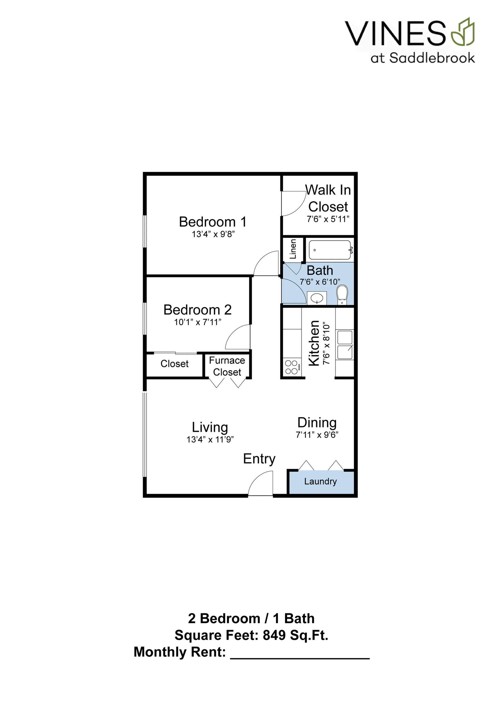 Two Bed, One Bath