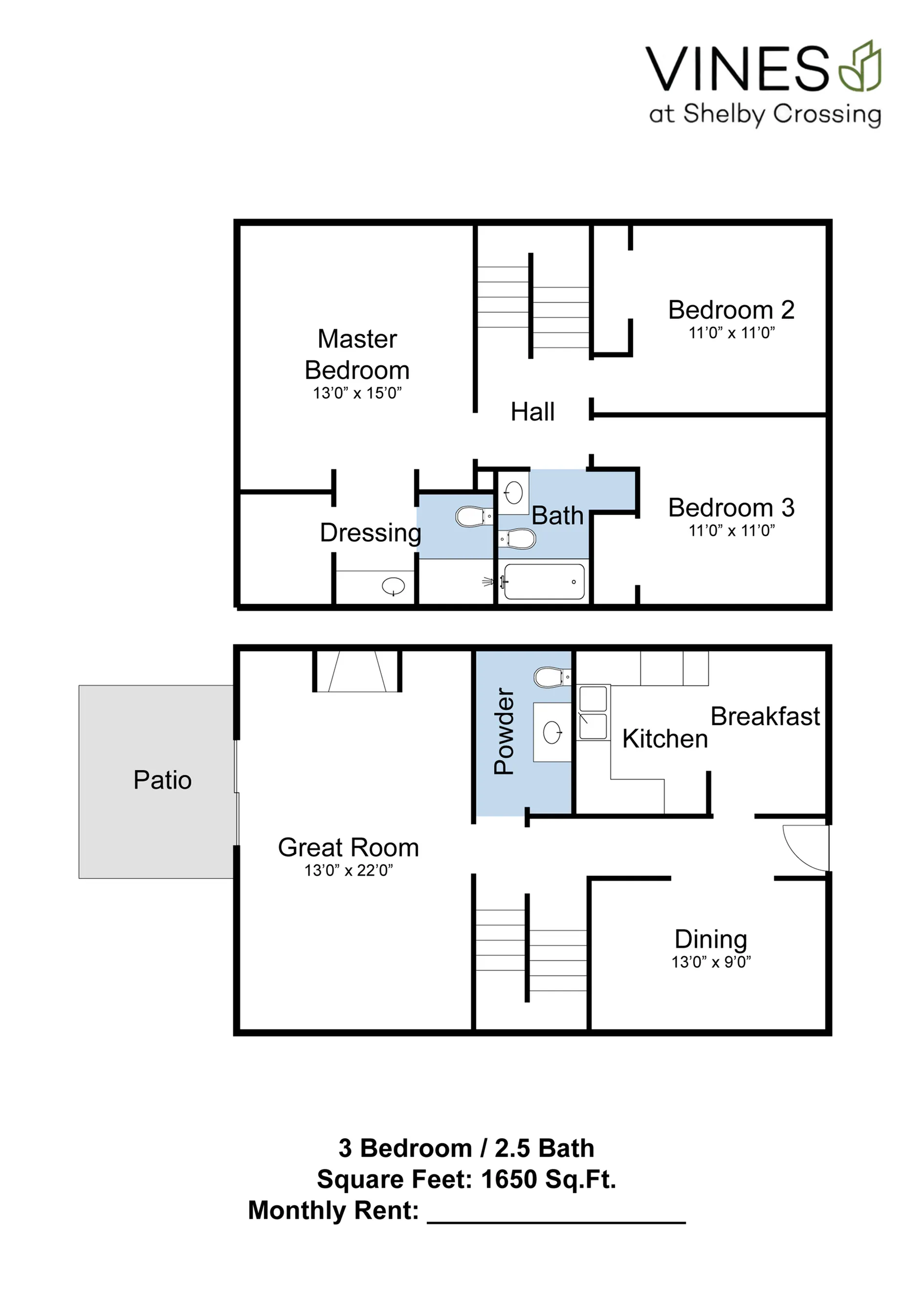 3 Bed 2.5 Bath Townhouse