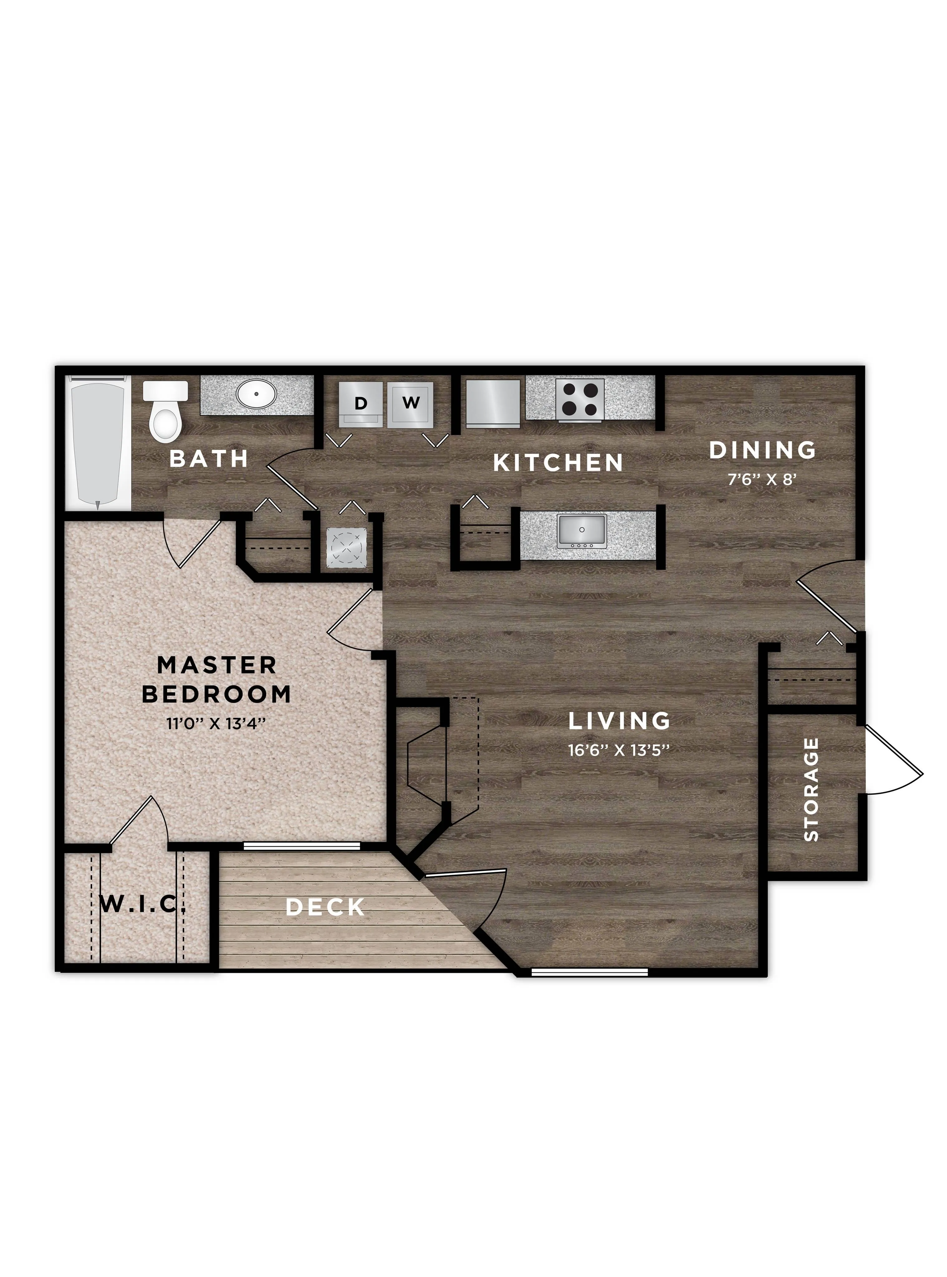 One Bedroom One Bath Floor Plan