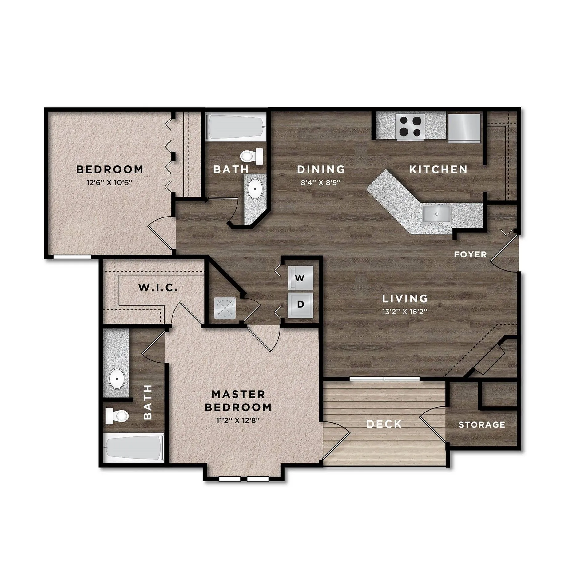 Two Bedroom Two Bath Floor Plan
