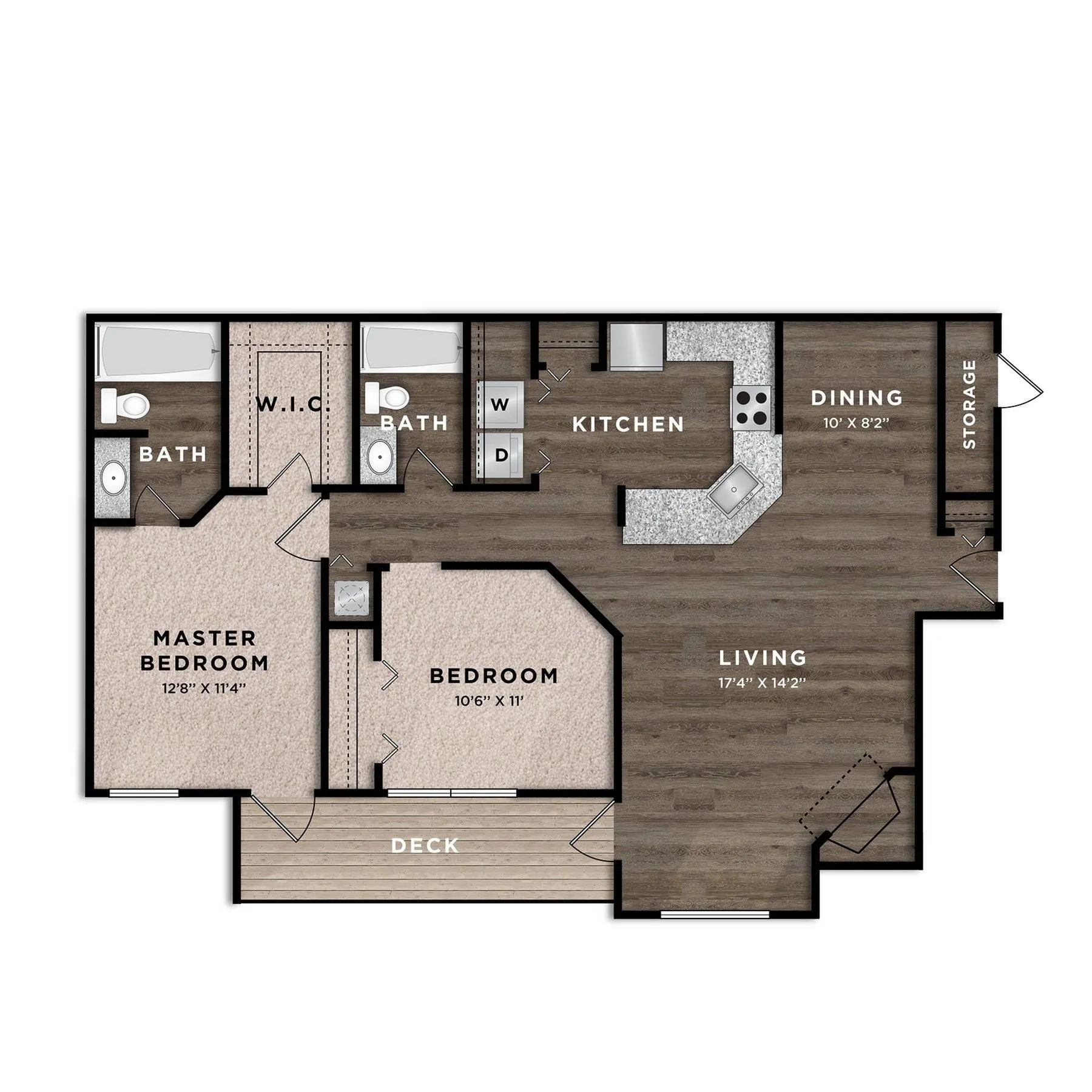 Two Bedroom Two Bath Floor Plan