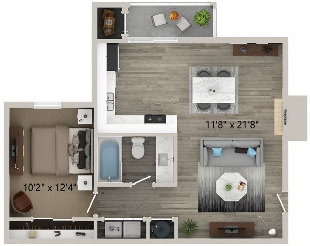 One bedroom one bath floor plan