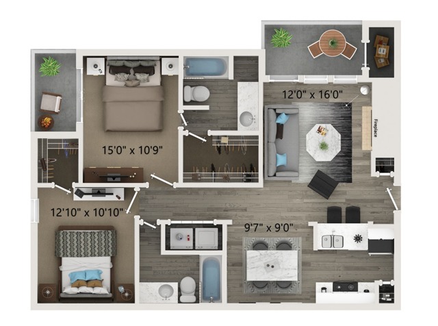 B$ Two bed Two bath