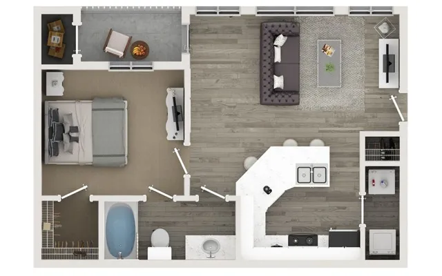 One Bedroom One Bath Floor Plan