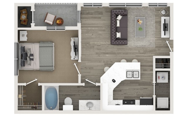 One Bedroom One Bath Floor Plan