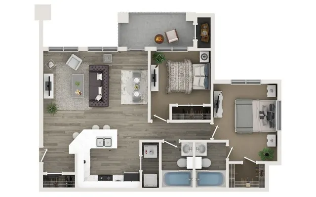 Two Bedroom Two Bath Floor Plan