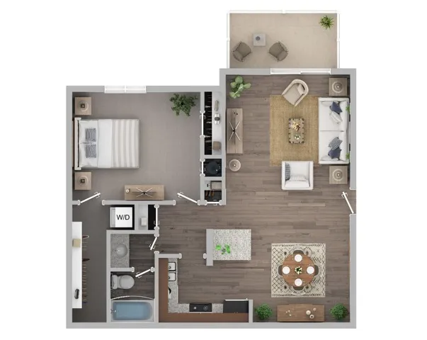 One Bedroom One Bath Floor Plan