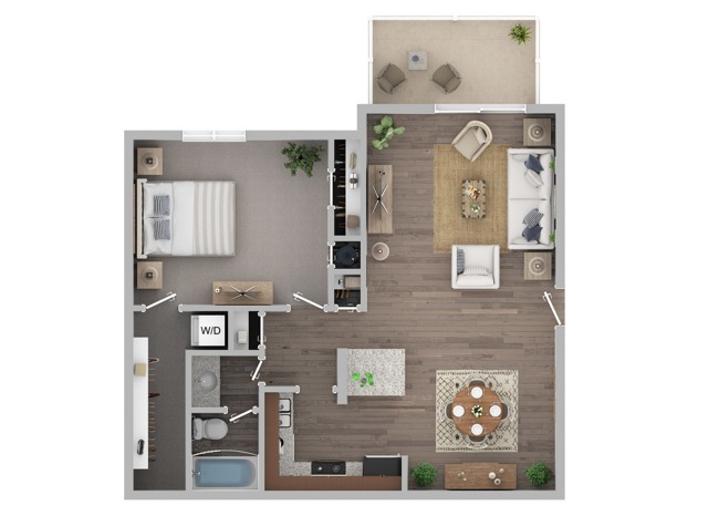 One Bedroom One Bath Floor Plan