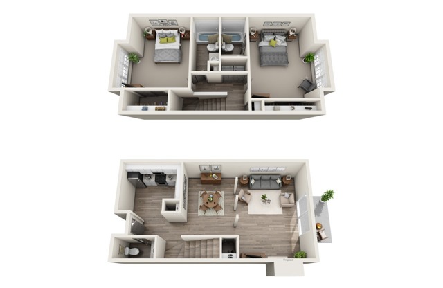Two Bedroom Two Bath Floor Plan