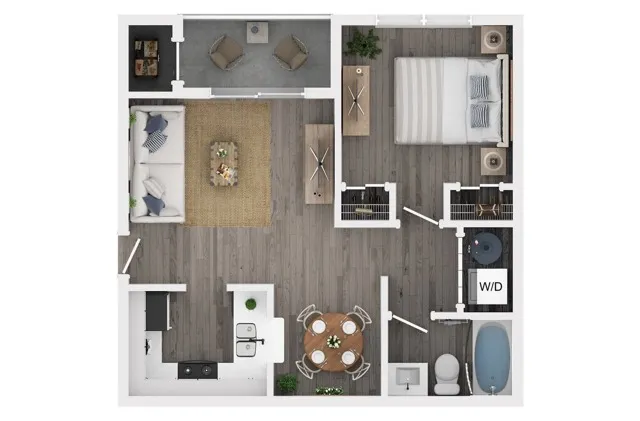 One Bedroom One Bath Floor Plan
