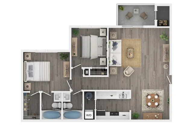 Two Bedroom Two Bath Floor Plan