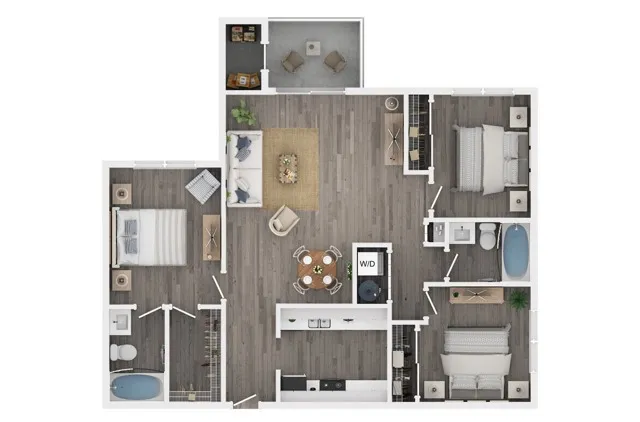 Three Bedroom Two Bath Floor Plan