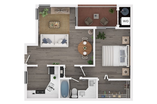 One Bedroom One Bath Floor Plan