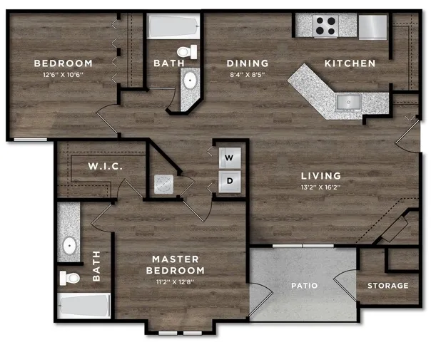 Two Bedroom Two Bath Floor Plan