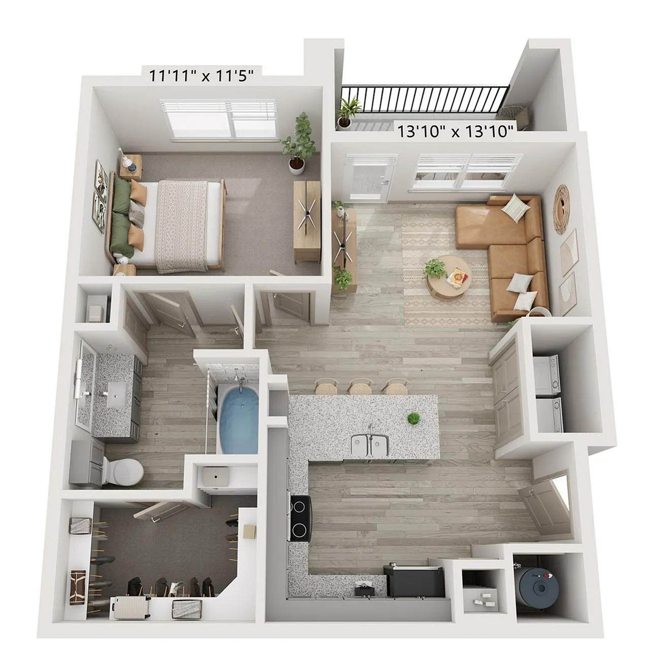 1x1 722 sqft - A3 Floorplan