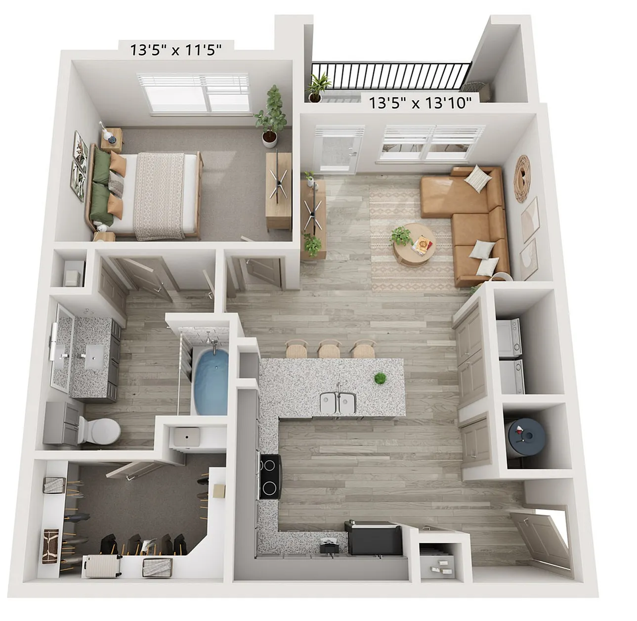 1x1 735 sqft - A4 Floorplan
