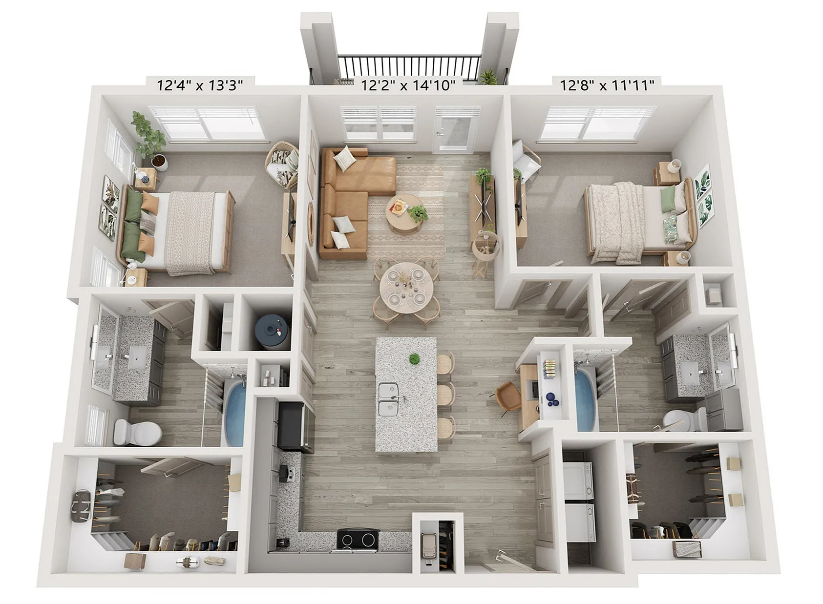 2x2 1081 sqft - B1 Floorplan