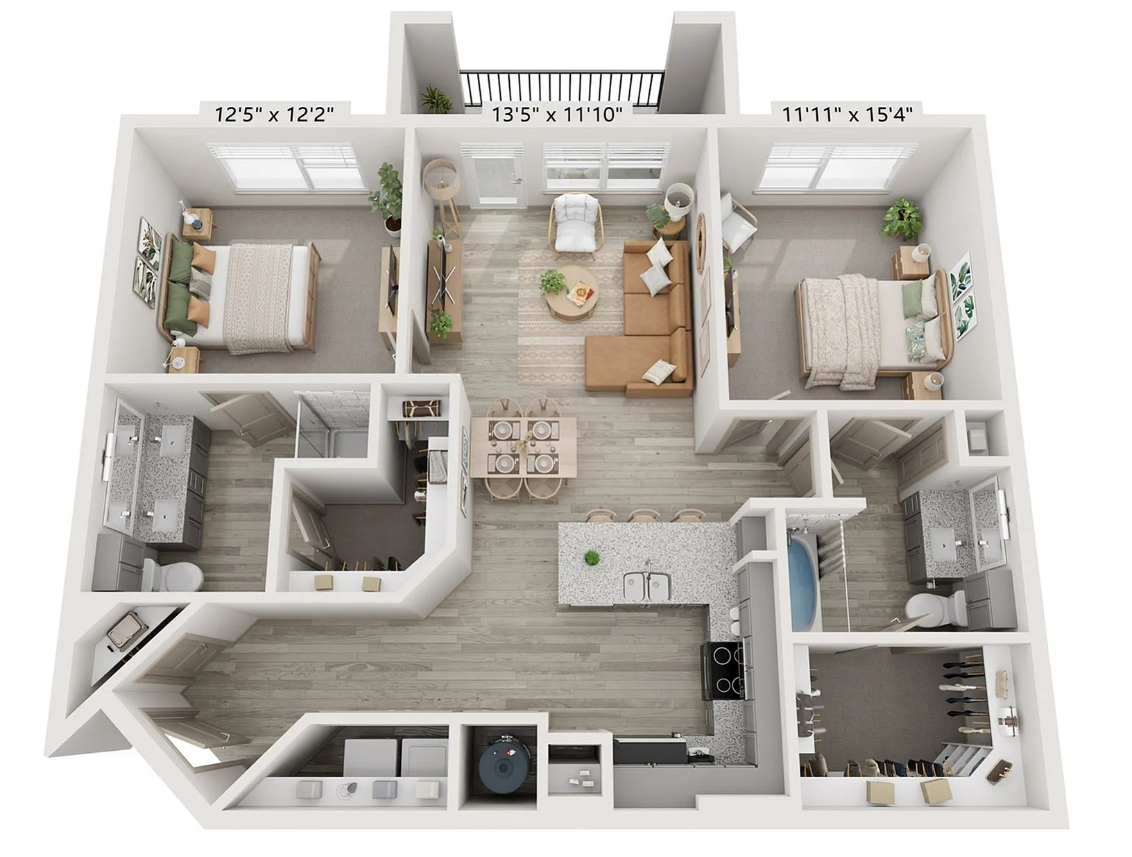2x2 1091 sqft - B3 Floorplan
