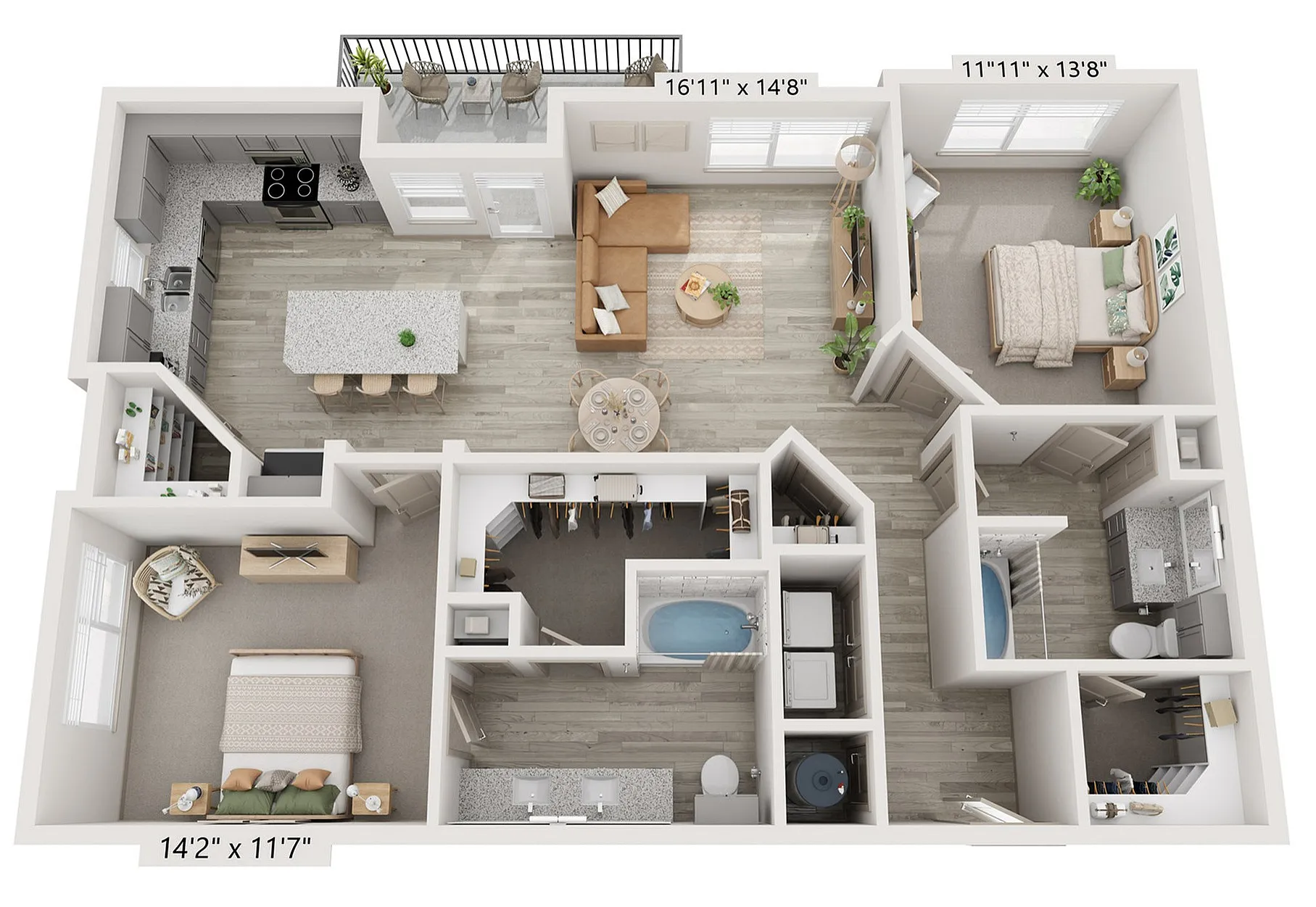 2x2 1216 sqft - B5 Floorplan