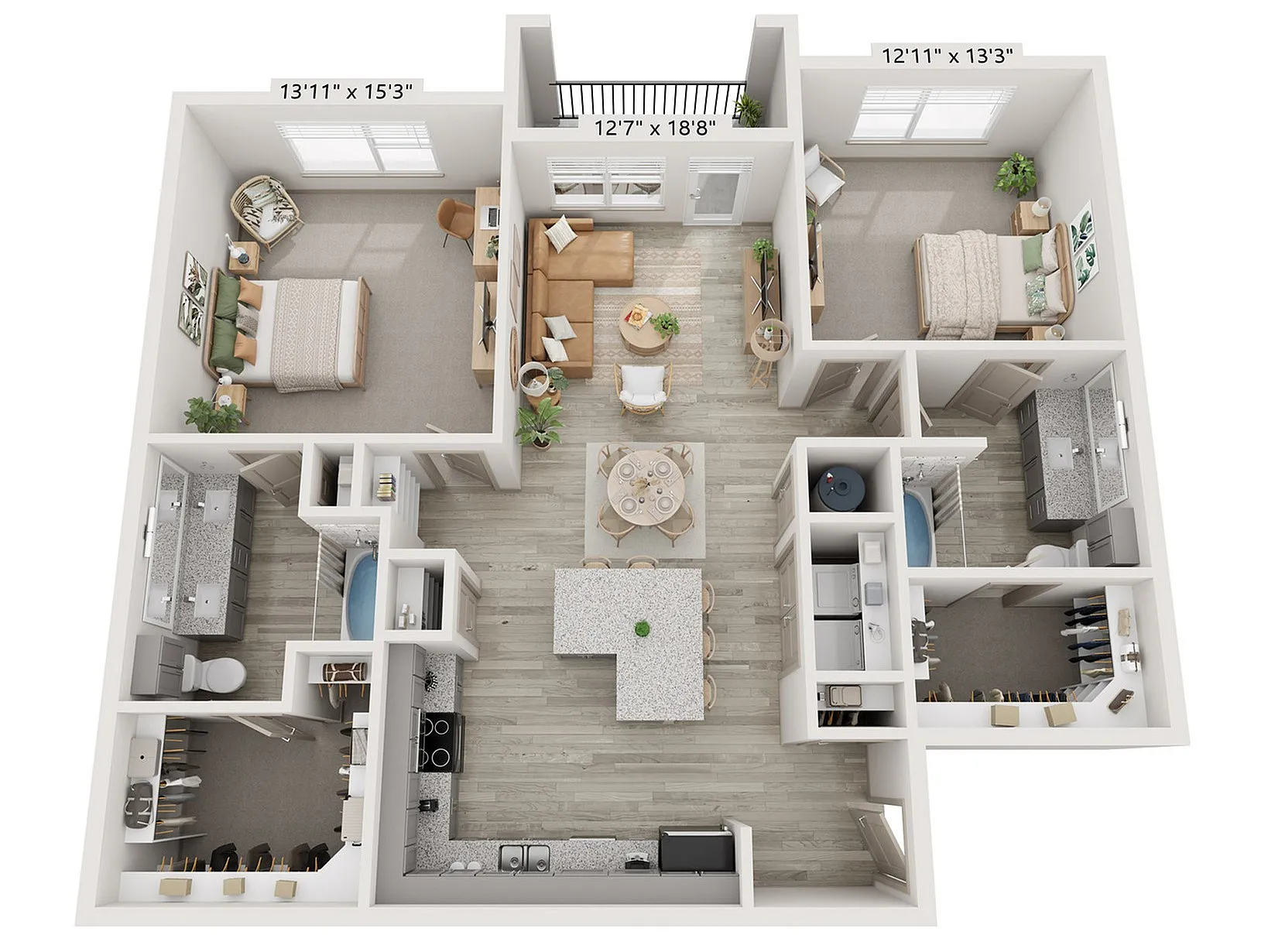 2x2 1239 sqft - B6 Floorplan