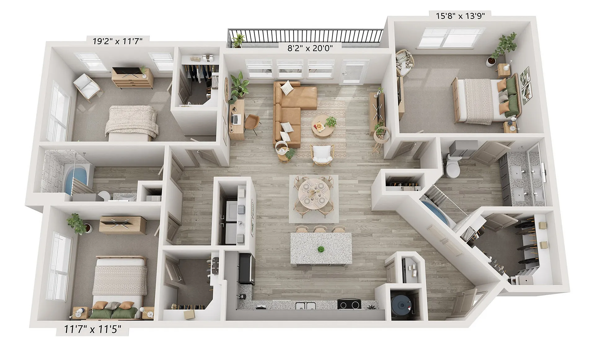 3x2 1541 sqft - C2 Floorplan