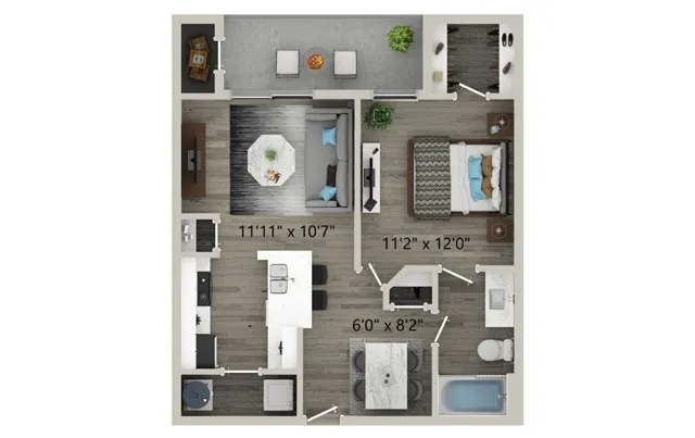 One Bedroom One Bath Floor Plan