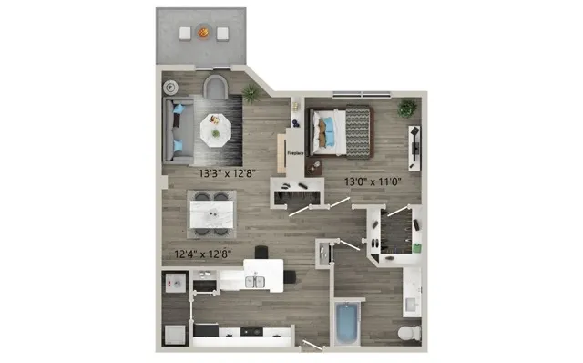 One Bedroom One Bath Floor Plan
