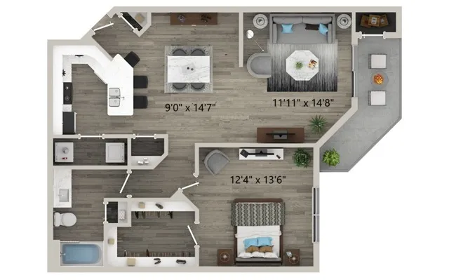 One Bedroom One Bath Floor Plan