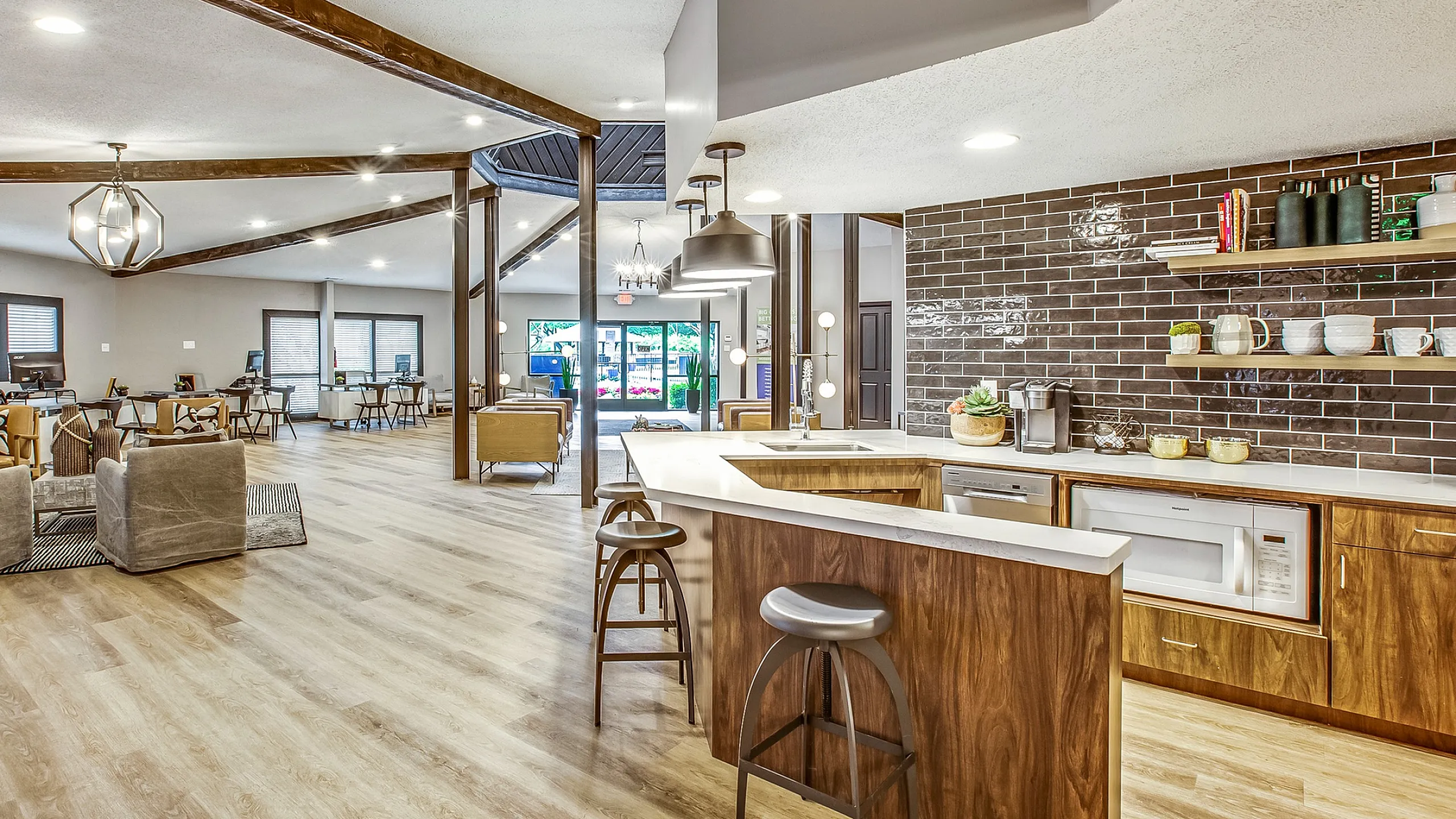 Resident lounge with bar and chairs