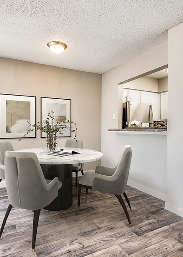 Dining table and chairs with kitchen bar