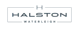 Elegant Halston Waterleigh logo in sleek gray, symbolizing modern luxury and sophistication.