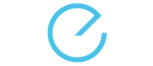 Sleek and modern circular logo with an abstract blue design, featuring an open segment and a diagonal line.