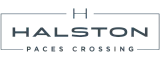 Elegant Halston Paces Crossing logo featuring sleek and modern typography.