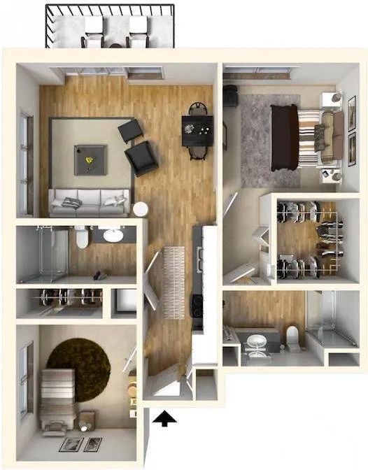 2 Bed / 2 Bath - 954 SF
