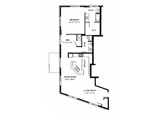 1 Bed + Den / 1.5 Bath - 1,245 SF