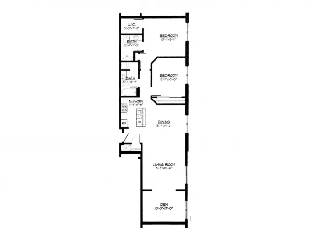 2 Bed + Den / 2 Bath - 1,335 SF
