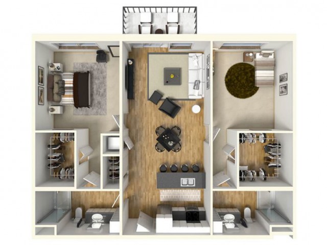 2 Bed / 2 Bath - 1,150 SF