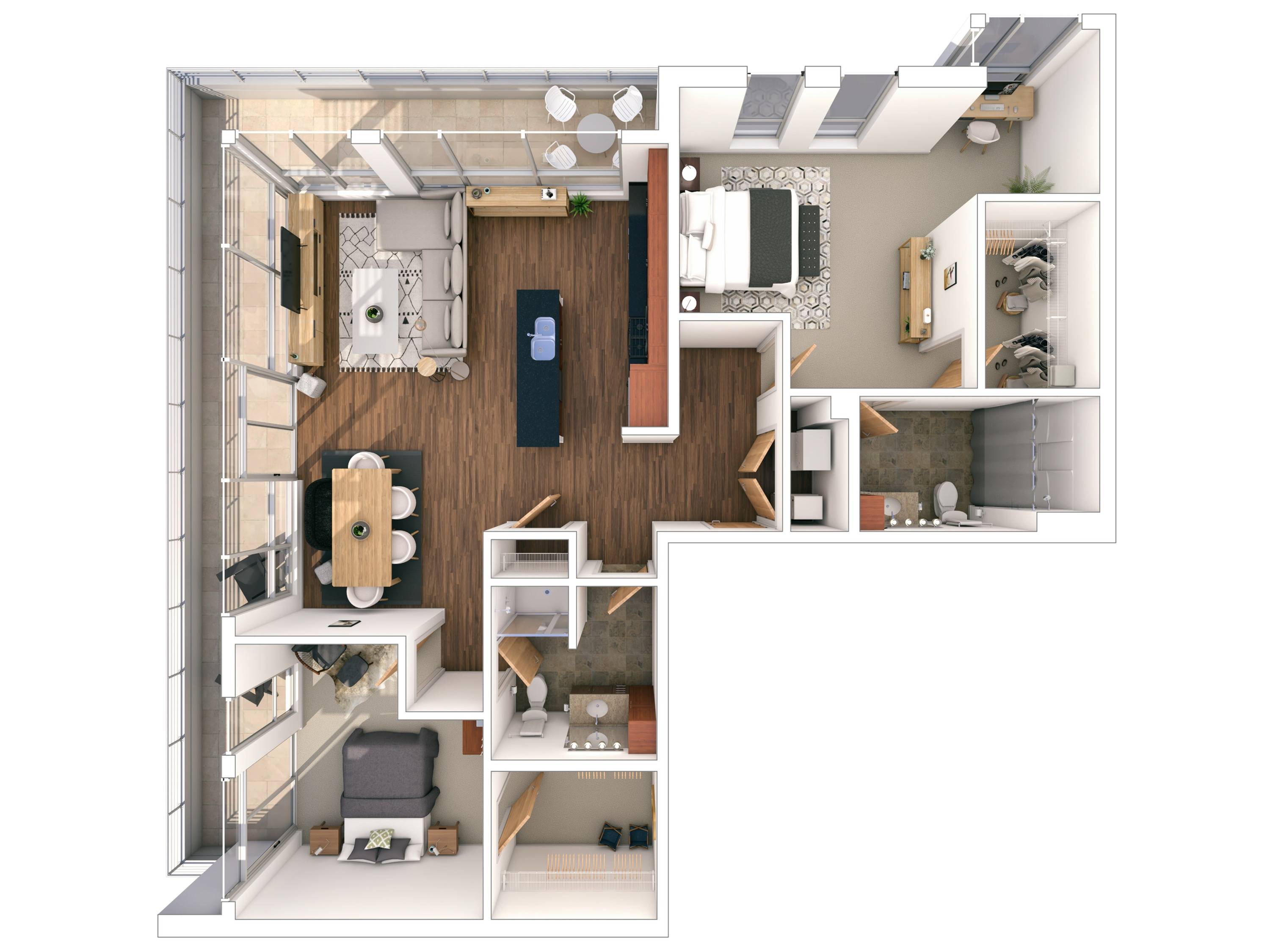 2 Bed / 2 Bath Penthouse - 1,528 SF