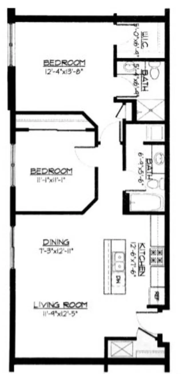 2 Bed / 2 Bath - 1,046 SF