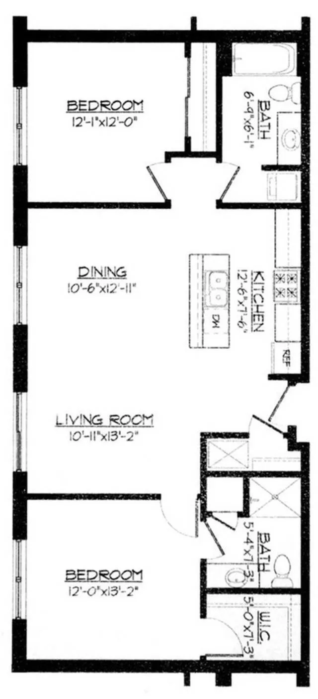 2 Bed / 2 Bath - 1,057 SF