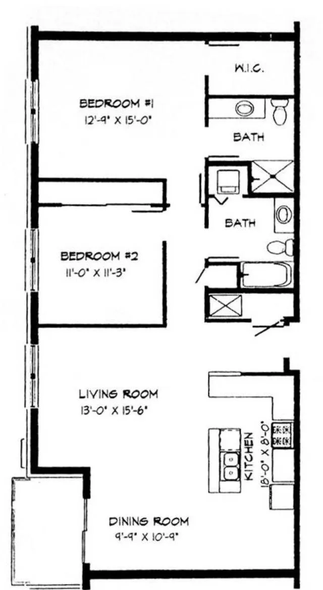 2 Bed / 2 Bath - 1,167 SF