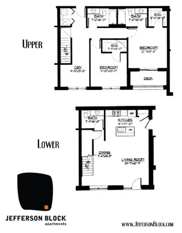 2 Bed + Den / 2.5 Bath Townhouse - 1,507 SF