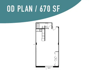 Studio floor plan 670 SF