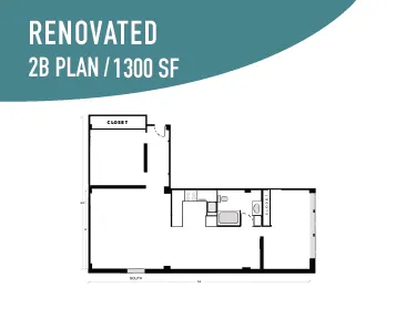 2 BR / 1 BA - 1300 SF